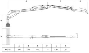 Rozměry hydraulická ruka C 4,6 G2